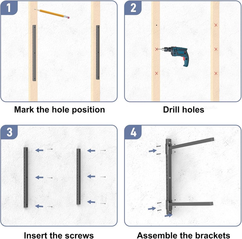 WALMANN Heavy Duty Wall Mounted Kayak Storage Rack for Garage, Adjustable Kayak Hangers for Wall, Holds Up to 220 lbs - Image 5